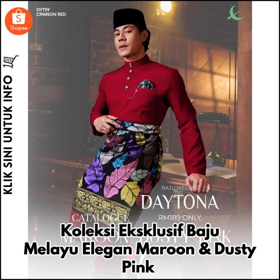 Koleksi Eksklusif Baju Melayu Elegan Maroon & Dusty Pink