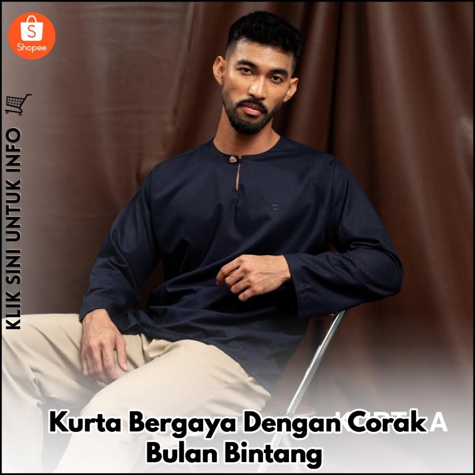 Kurta Bergaya Dengan Corak Bulan Bintang