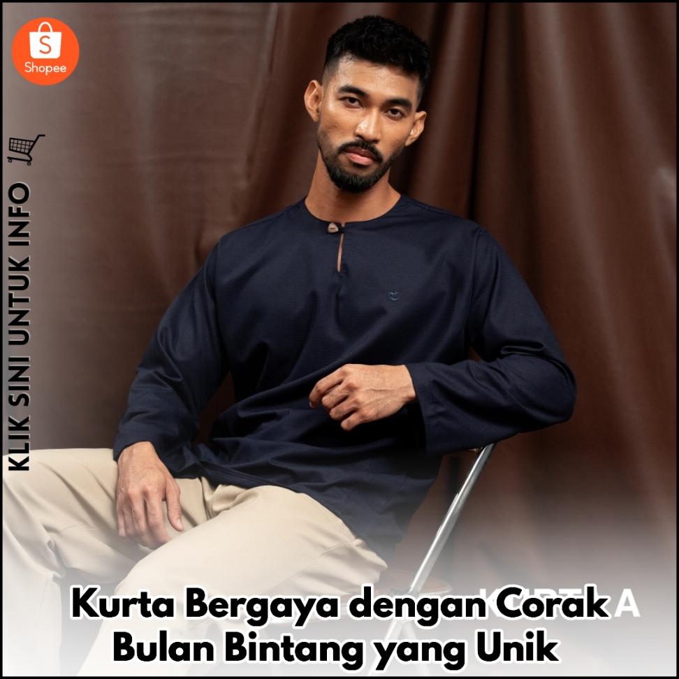 Kurta Bergaya Dengan Corak Bulan Bintang