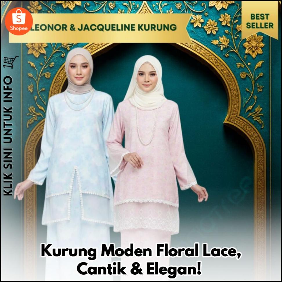 Kurung Moden Floral Lace, Cantik & Elegan!