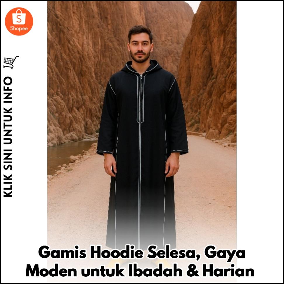 Gamis Hoodie Selesa, Gaya Moden untuk Ibadah & Harian