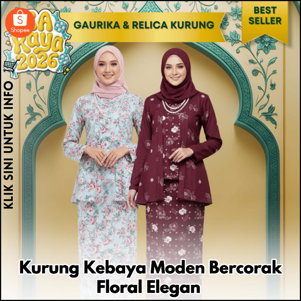 Kurung Kebaya Moden Bercorak Floral Elegan