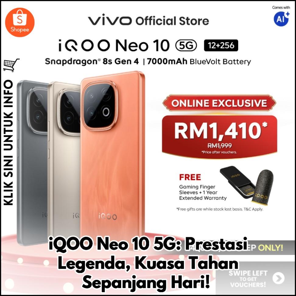 iQOO Neo 10 5G: Prestasi Legenda, Kuasa Tahan Sepanjang Hari!