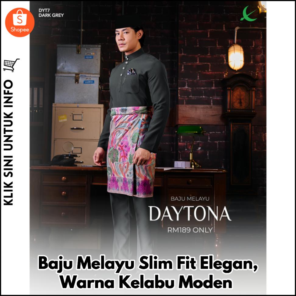 Baju Melayu Slim Fit Elegan, Warna Kelabu Moden