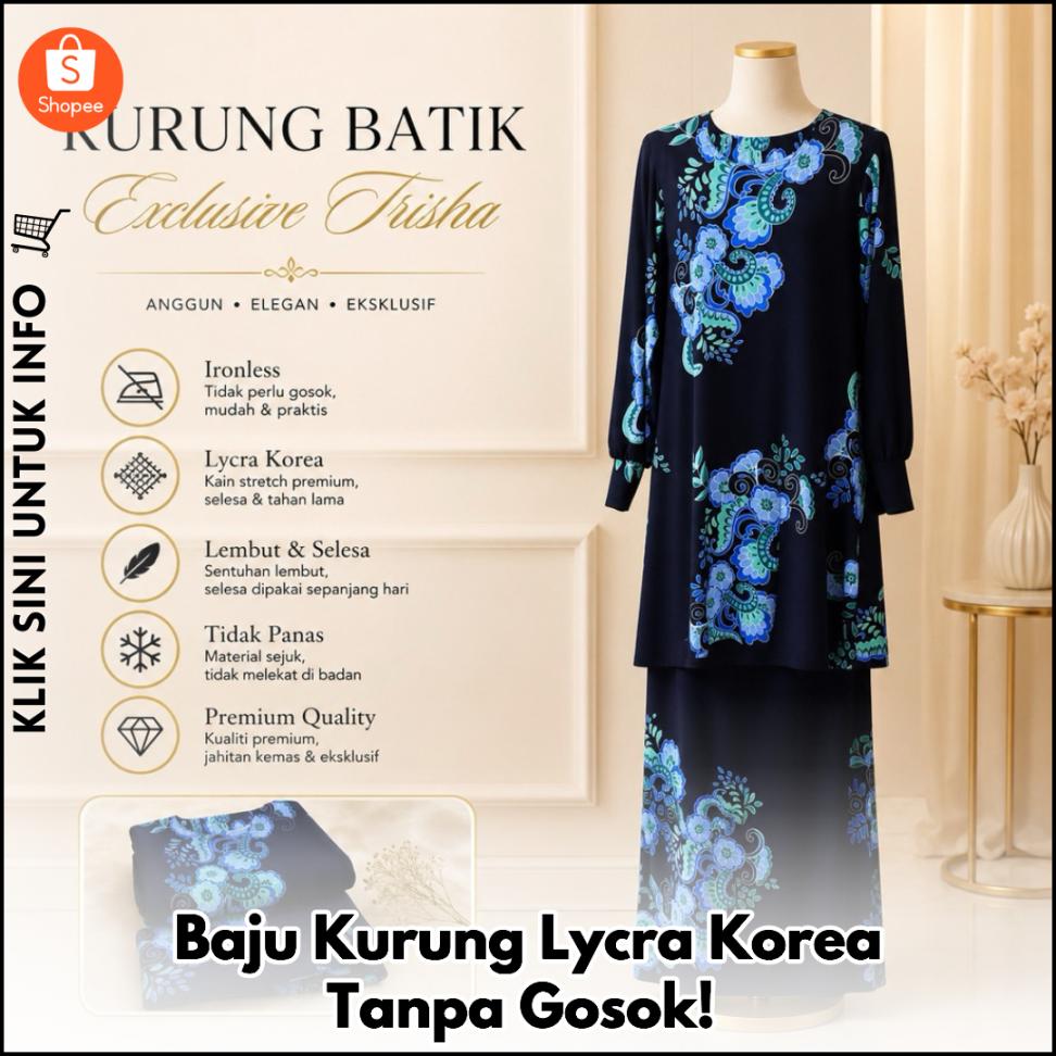 Baju Kurung Lycra Korea Tanpa Gosok!