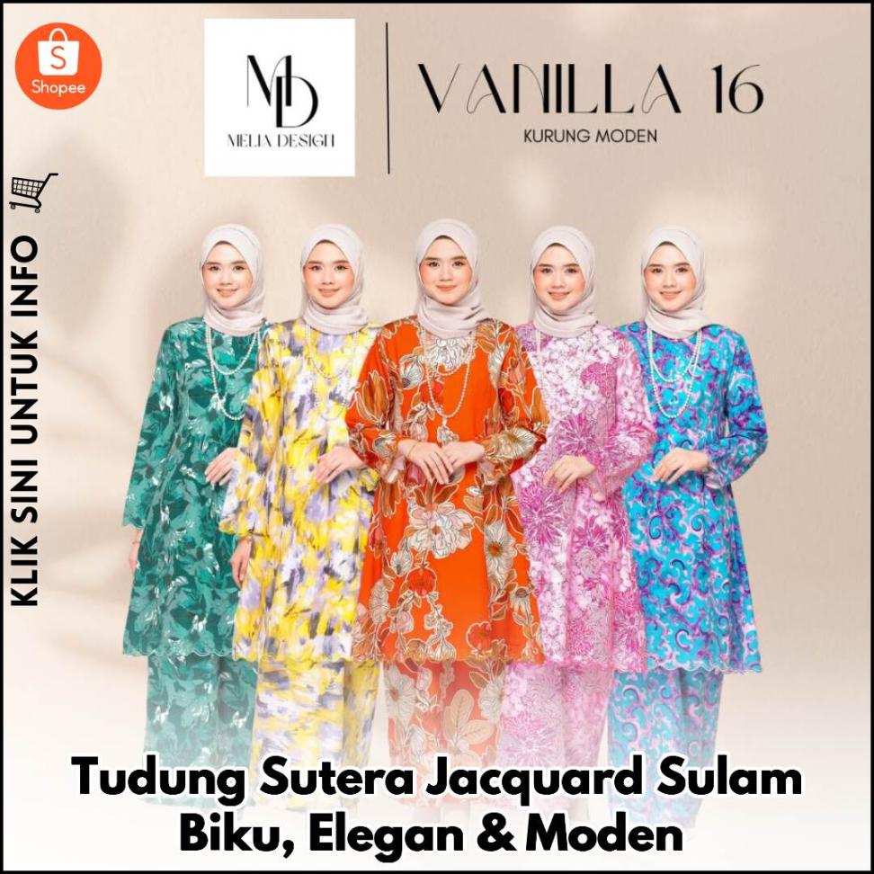 Tudung Sutera Jacquard Sulam Biku, Elegan & Moden