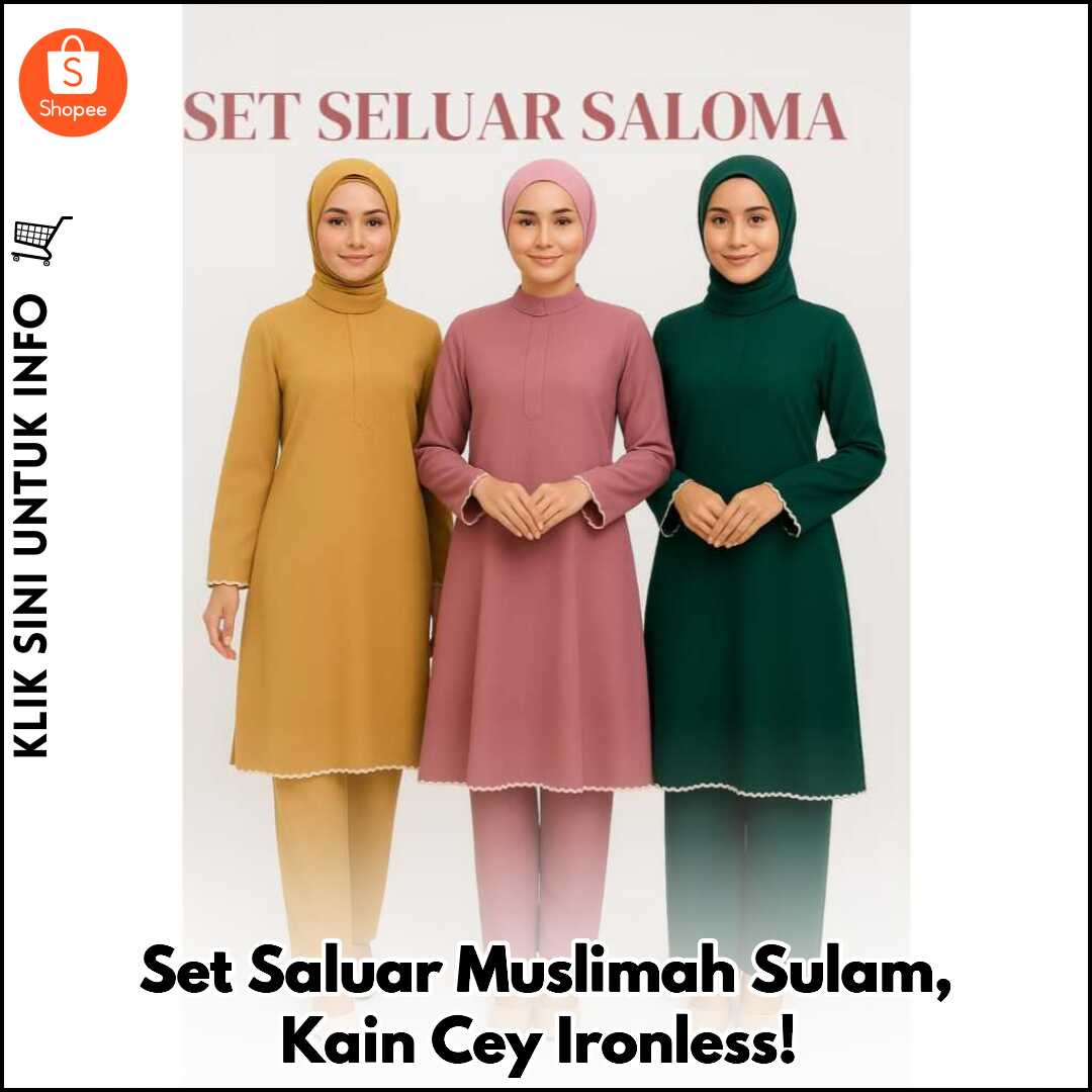 Set Saluar Muslimah Sulam, Kain Cey Ironless!