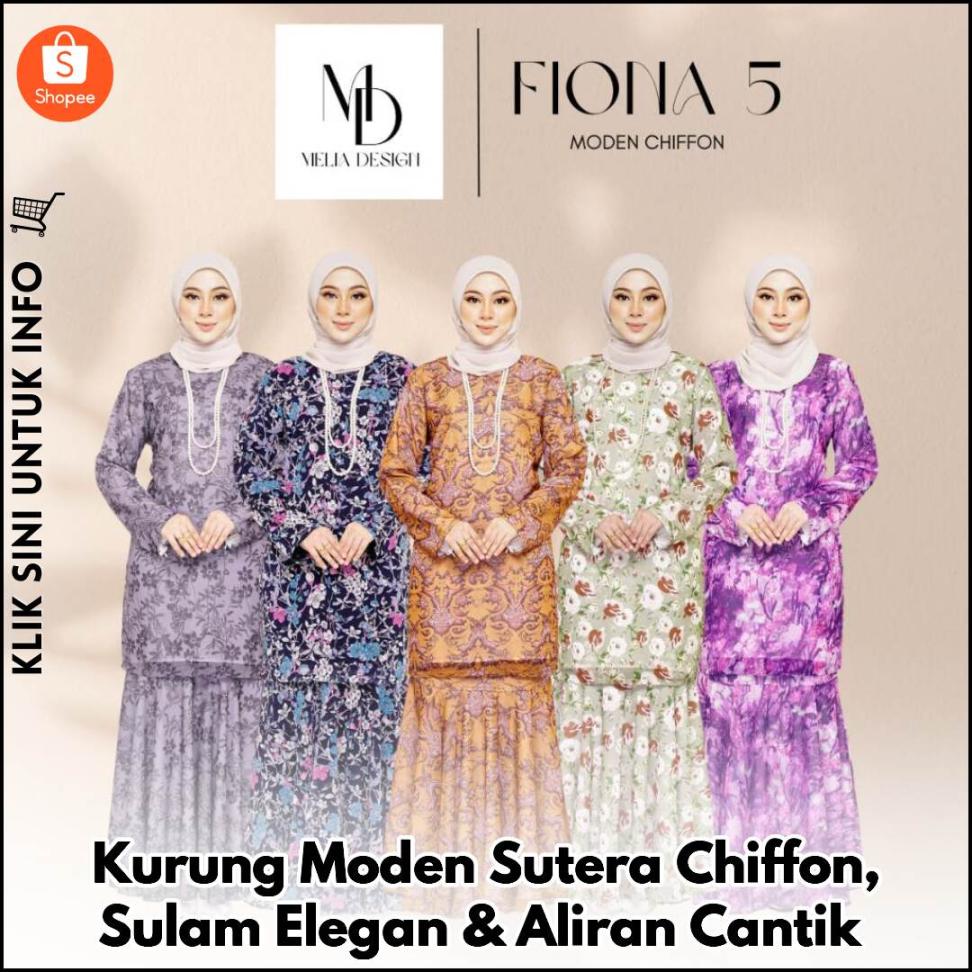 Kurung Moden Sutera Chiffon, Sulam Elegan & Aliran Cantik