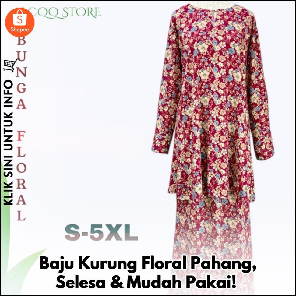 Baju Kurung Floral Pahang, Selesa & Mudah Pakai!