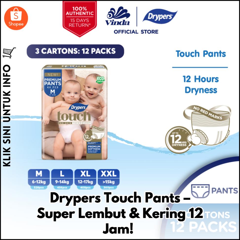 Drypers Touch Pants – Super Lembut & Kering 12 Jam!