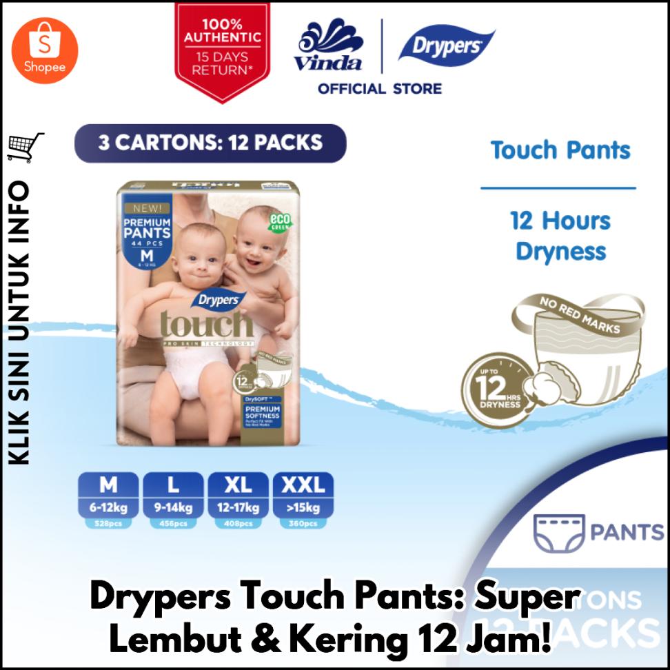 Drypers Touch Pants: Super Lembut & Kering 12 Jam!