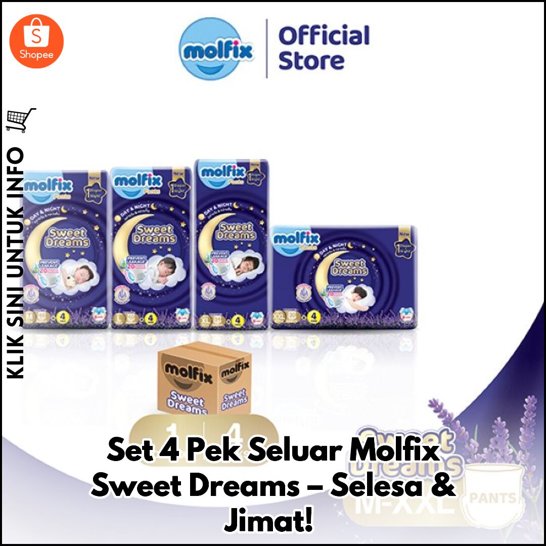 Set 4 Pek Seluar Molfix Sweet Dreams – Selesa & Jimat!