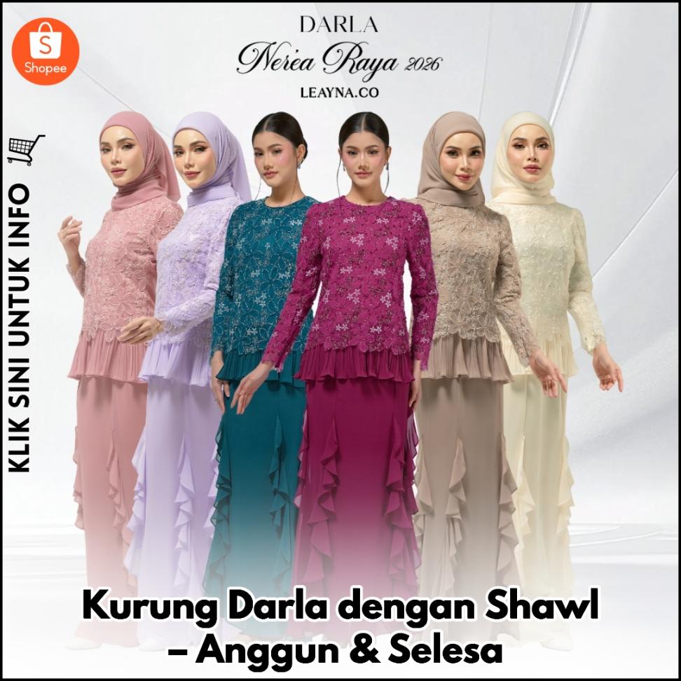 Kurung Darla dengan Shawl – Anggun & Selesa