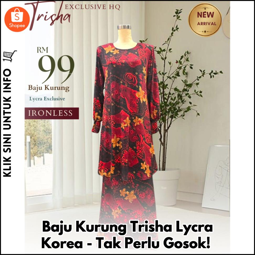 Baju Kurung Trisha Lycra Korea - Tak Perlu Gosok!