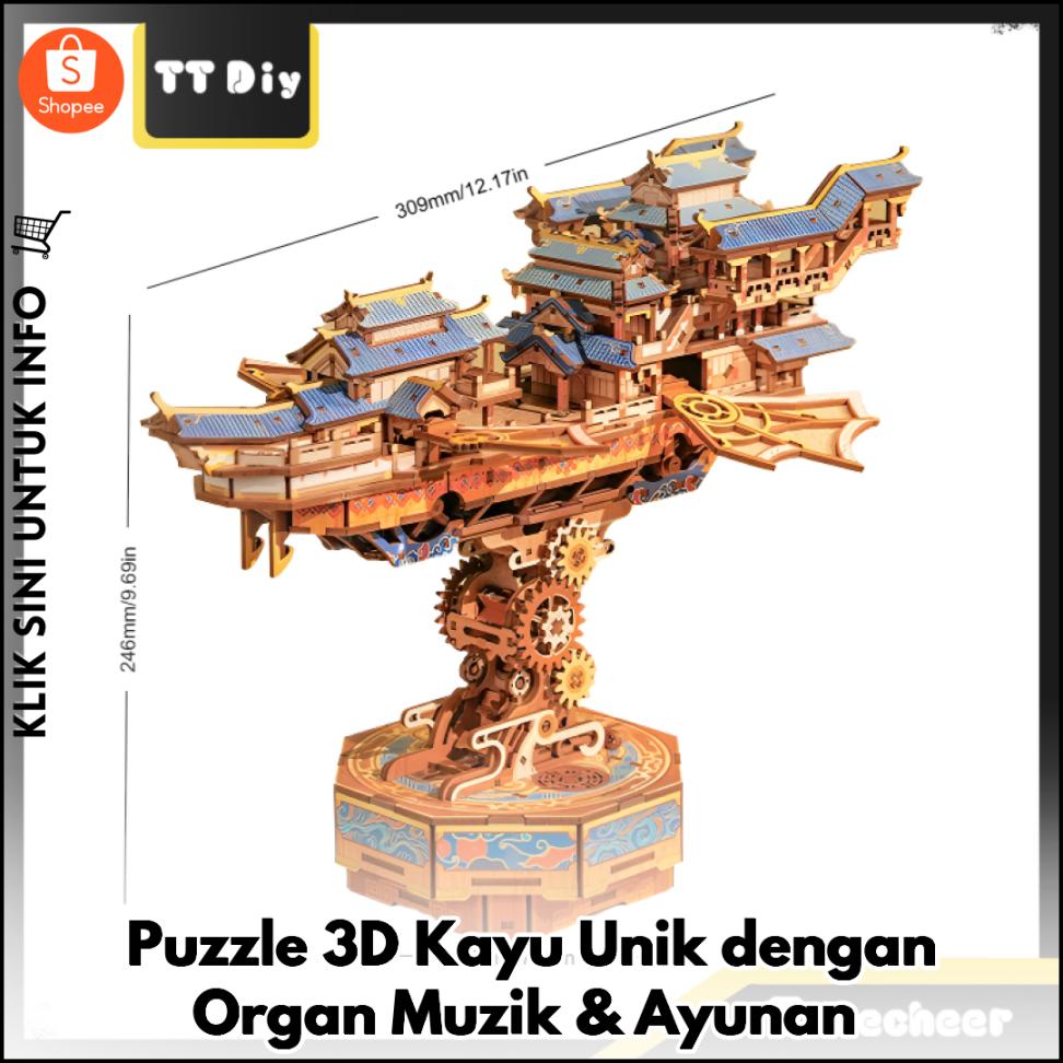 Puzzle 3D Kayu Unik dengan Organ Muzik & Ayunan