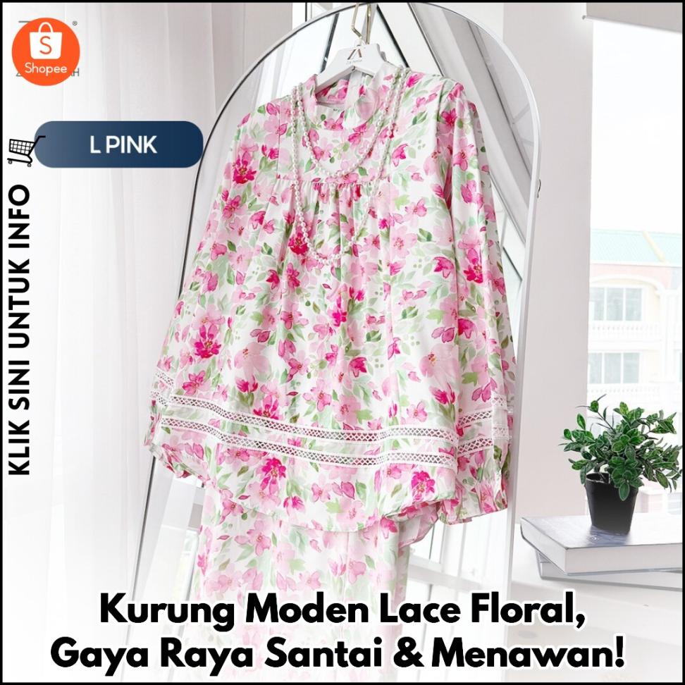 Kurung Moden Lace Floral, Gaya Raya Santai & Menawan!