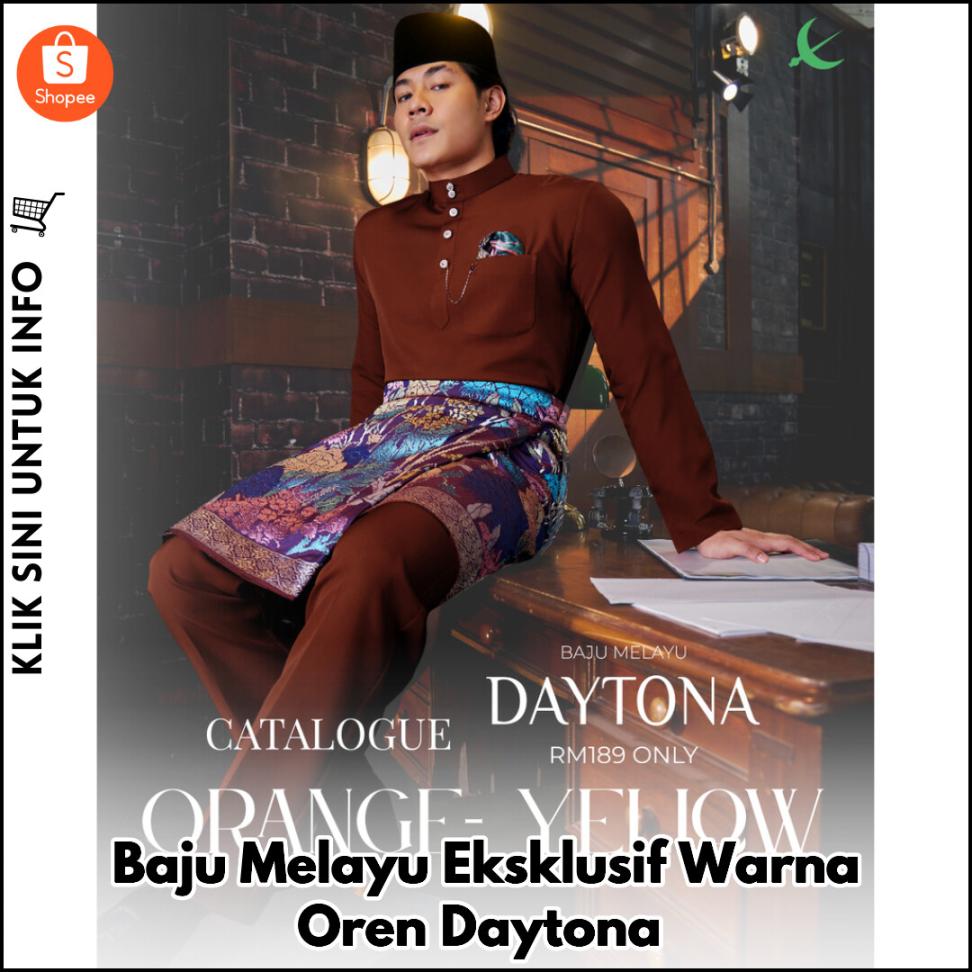 Baju Melayu Eksklusif Warna Oren Daytona