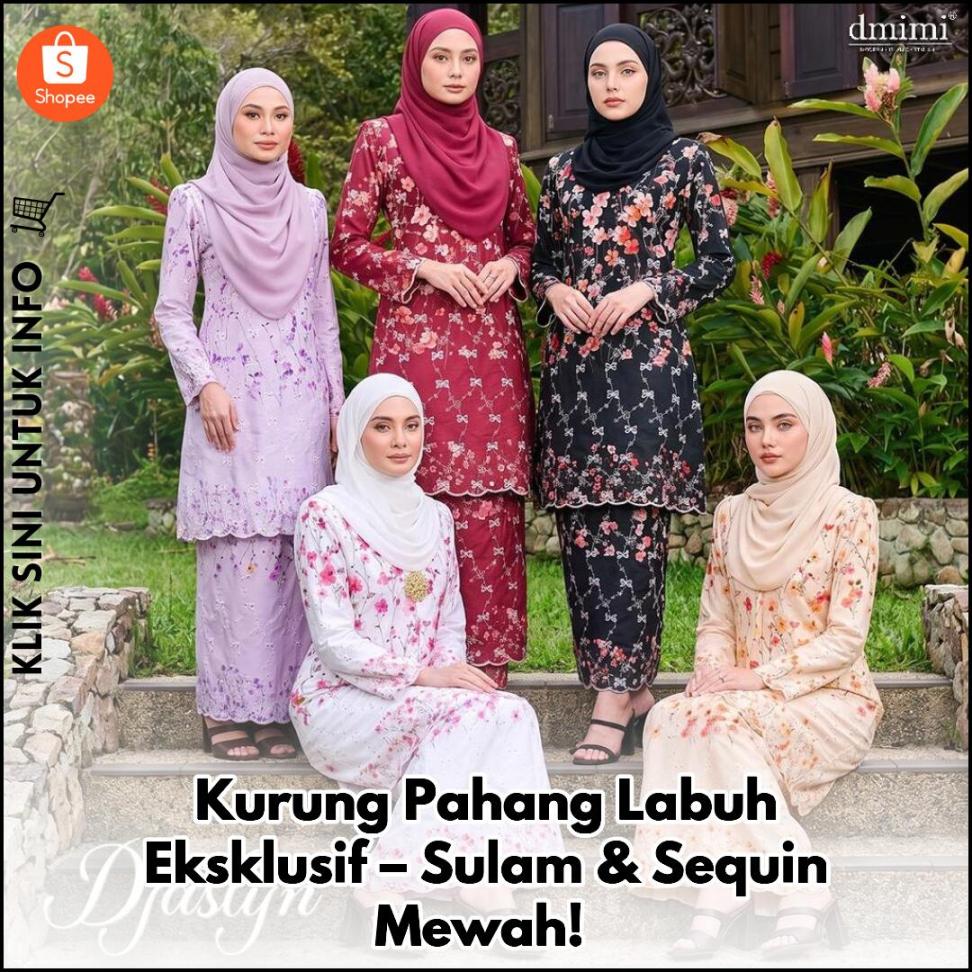 Kurung Pahang Labuh Eksklusif – Sulam & Sequin Mewah!