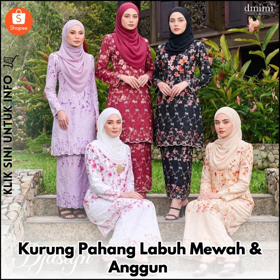 Kurung Pahang Labuh dengan Sulam Eksklusif & Labuh Anggun
