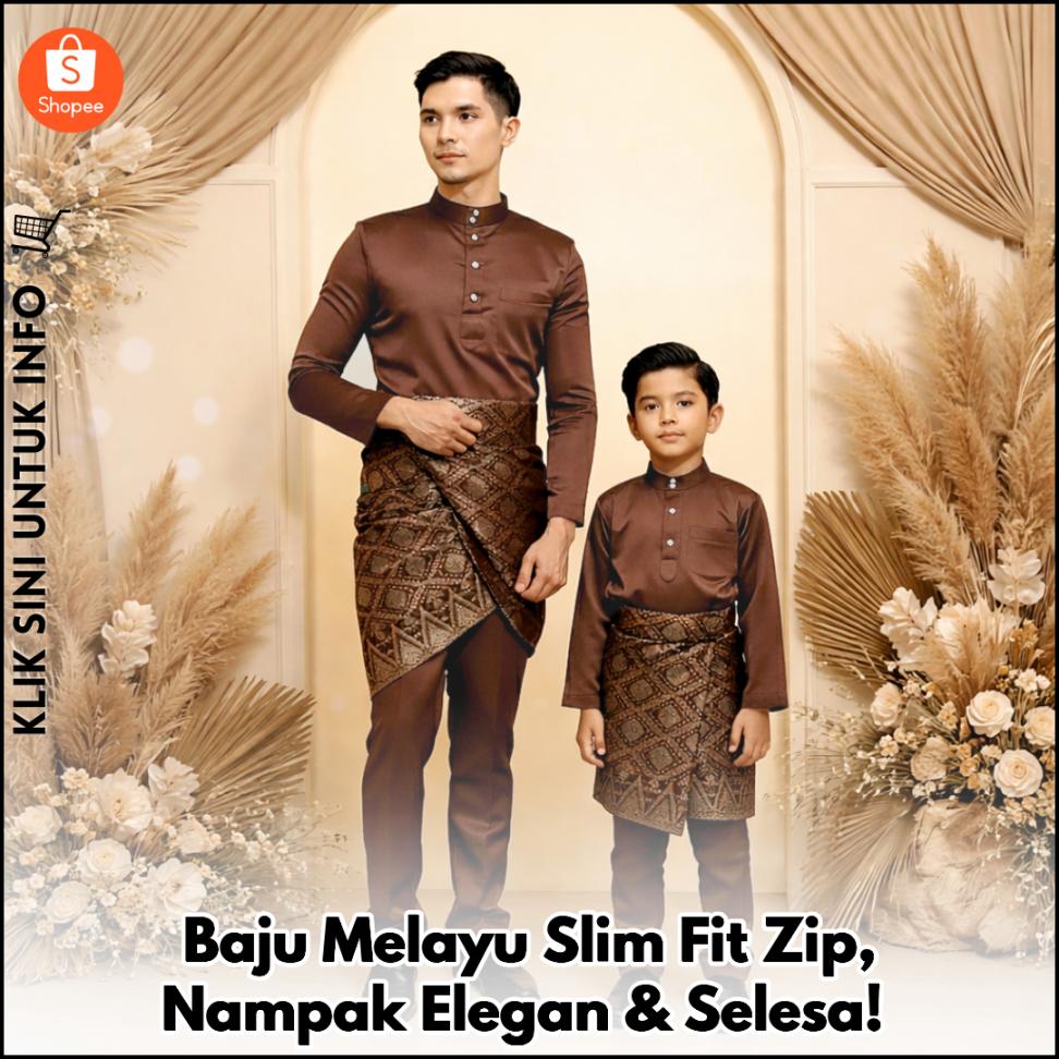 Baju Melayu Slim Fit Zip, Nampak Elegan & Selesa!