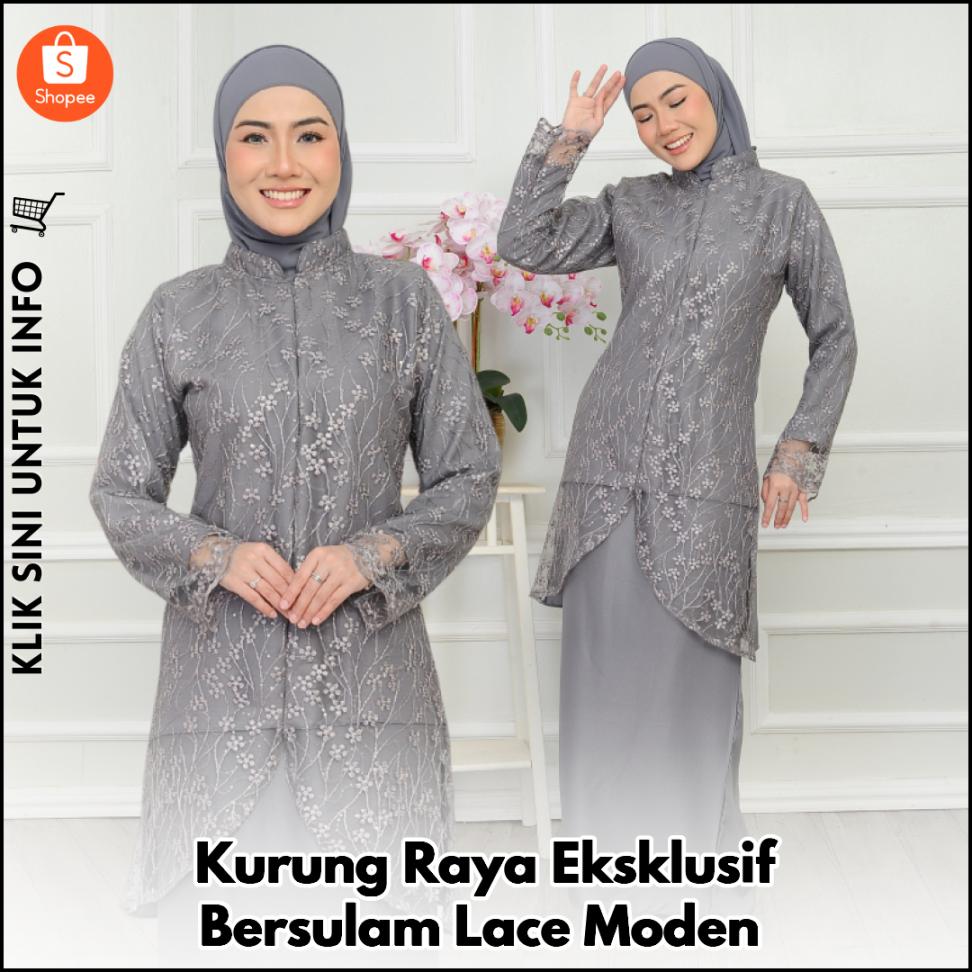 Kurung Raya Eksklusif Bersulam Lace Moden