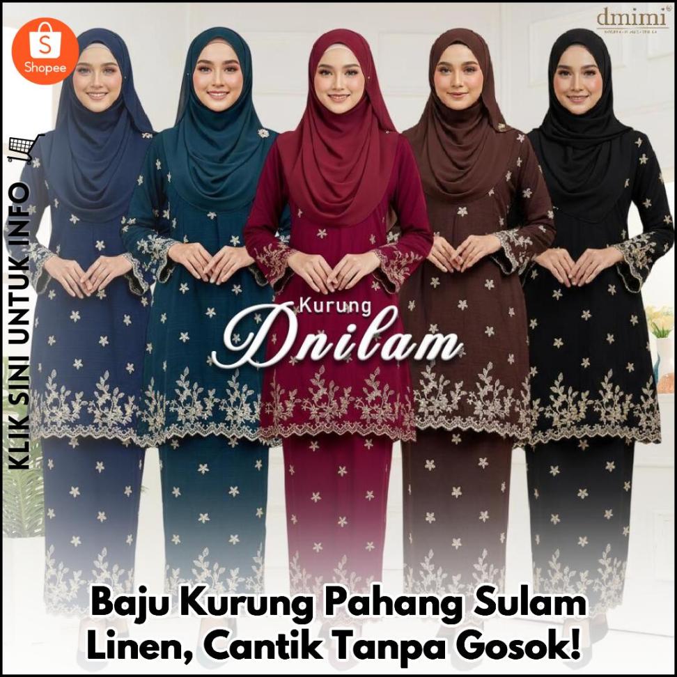 Baju Kurung Pahang Sulam Linen, Cantik Tanpa Gosok!