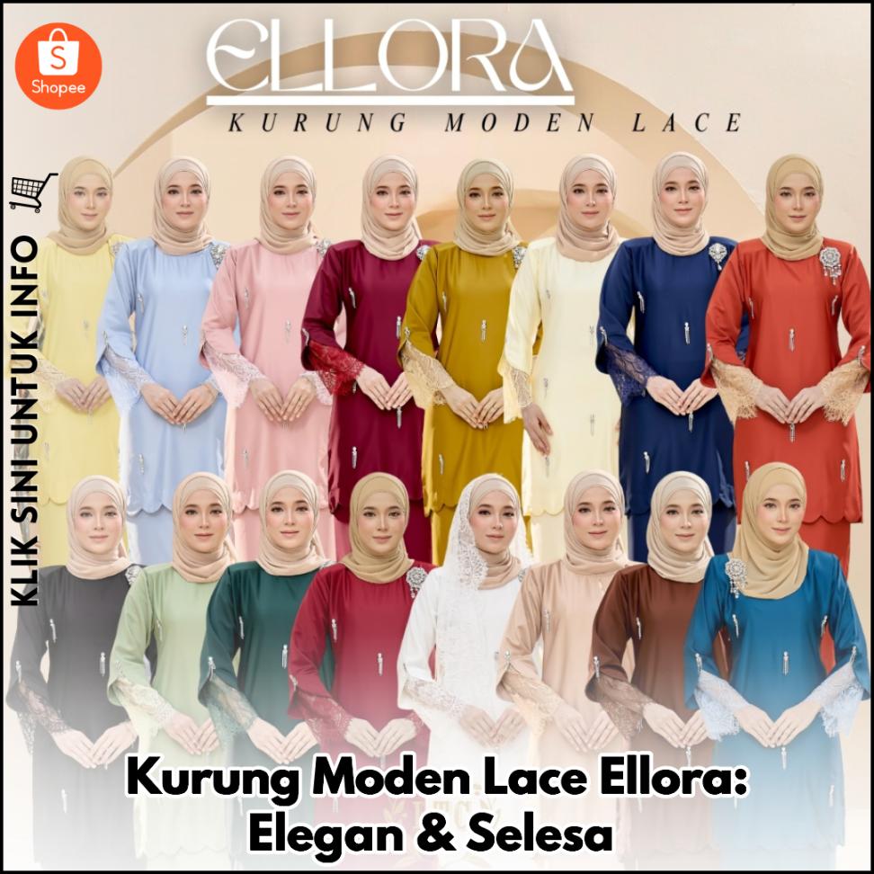 Kurung Moden Lace Ellora: Elegan & Selesa
