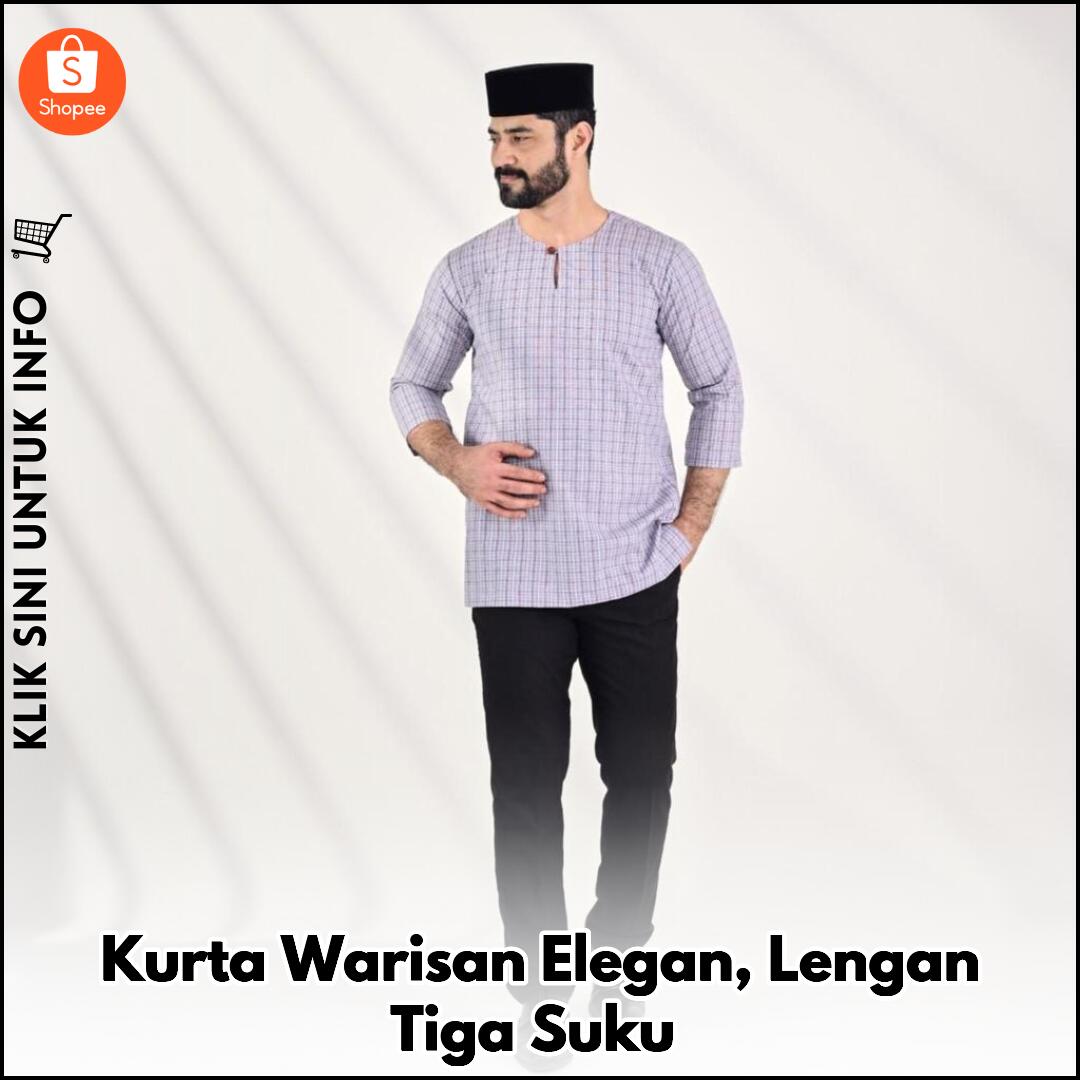 Kurta Warisan Elegan, Lengan Tiga Suku