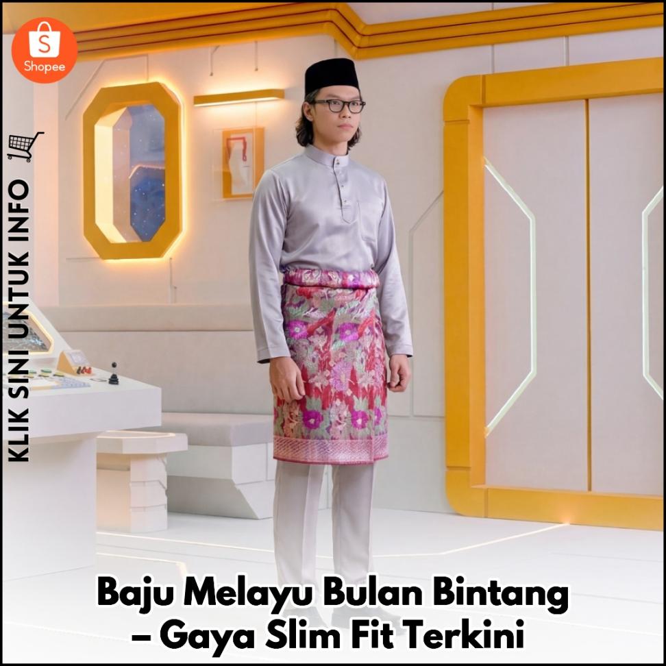 Baju Melayu Bulan Bintang – Gaya Slim Fit Terkini