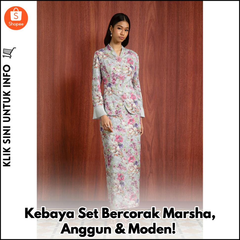 Kebaya Set Bercorak Marsha, Anggun & Moden!