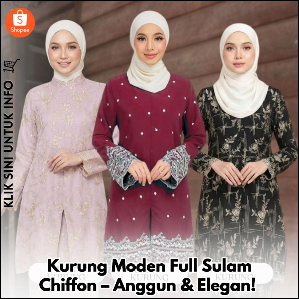 Kurung Moden Full Sulam Chiffon – Anggun & Elegan!