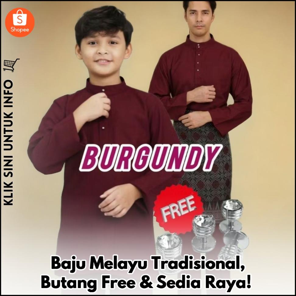 Baju Melayu Tradisional, Butang Free & Sedia Raya!