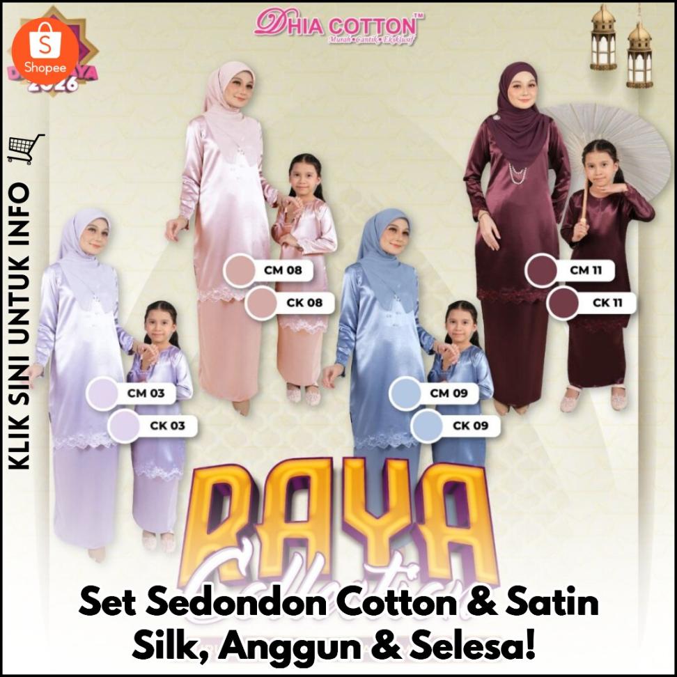 Set Sedondon Cotton & Satin Silk, Anggun & Selesa!