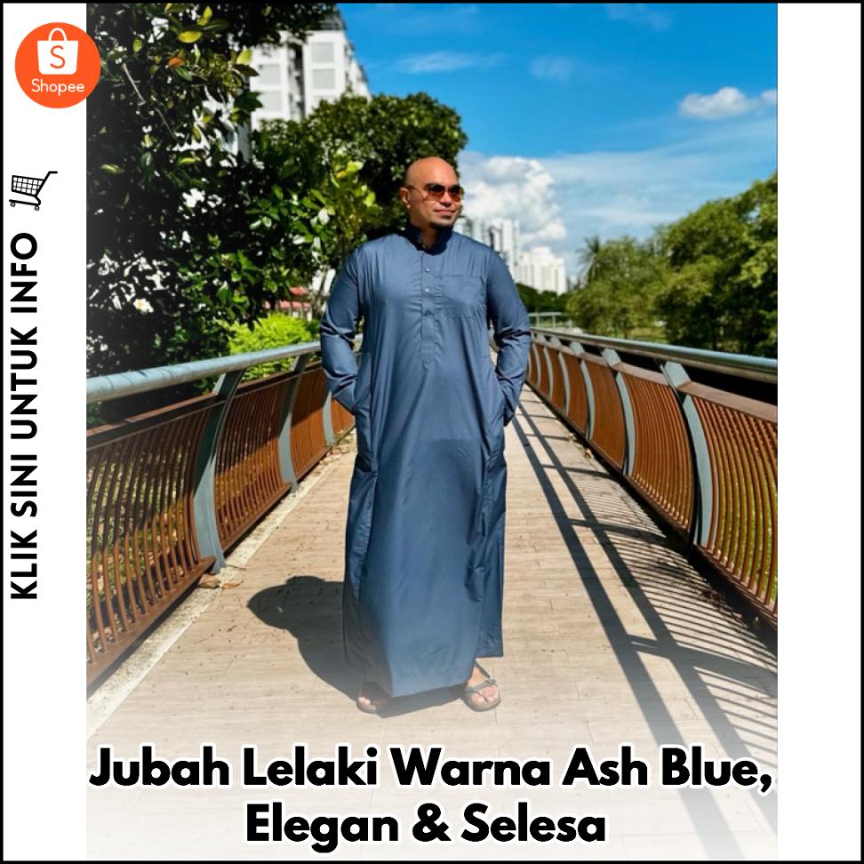 Jubah Lelaki Warna Ash Blue, Elegan & Selesa