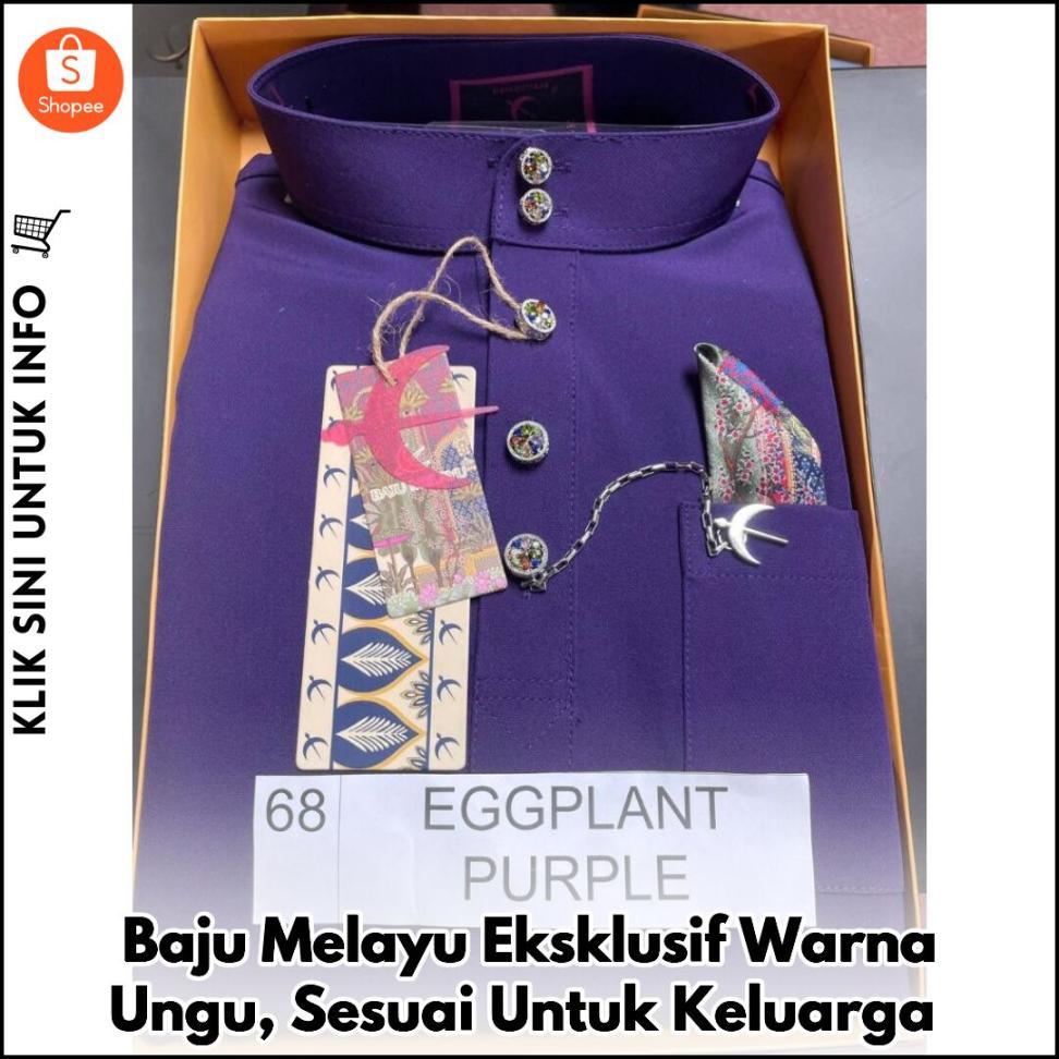Baju Melayu Eksklusif Warna Ungu, Sesuai Untuk Keluarga