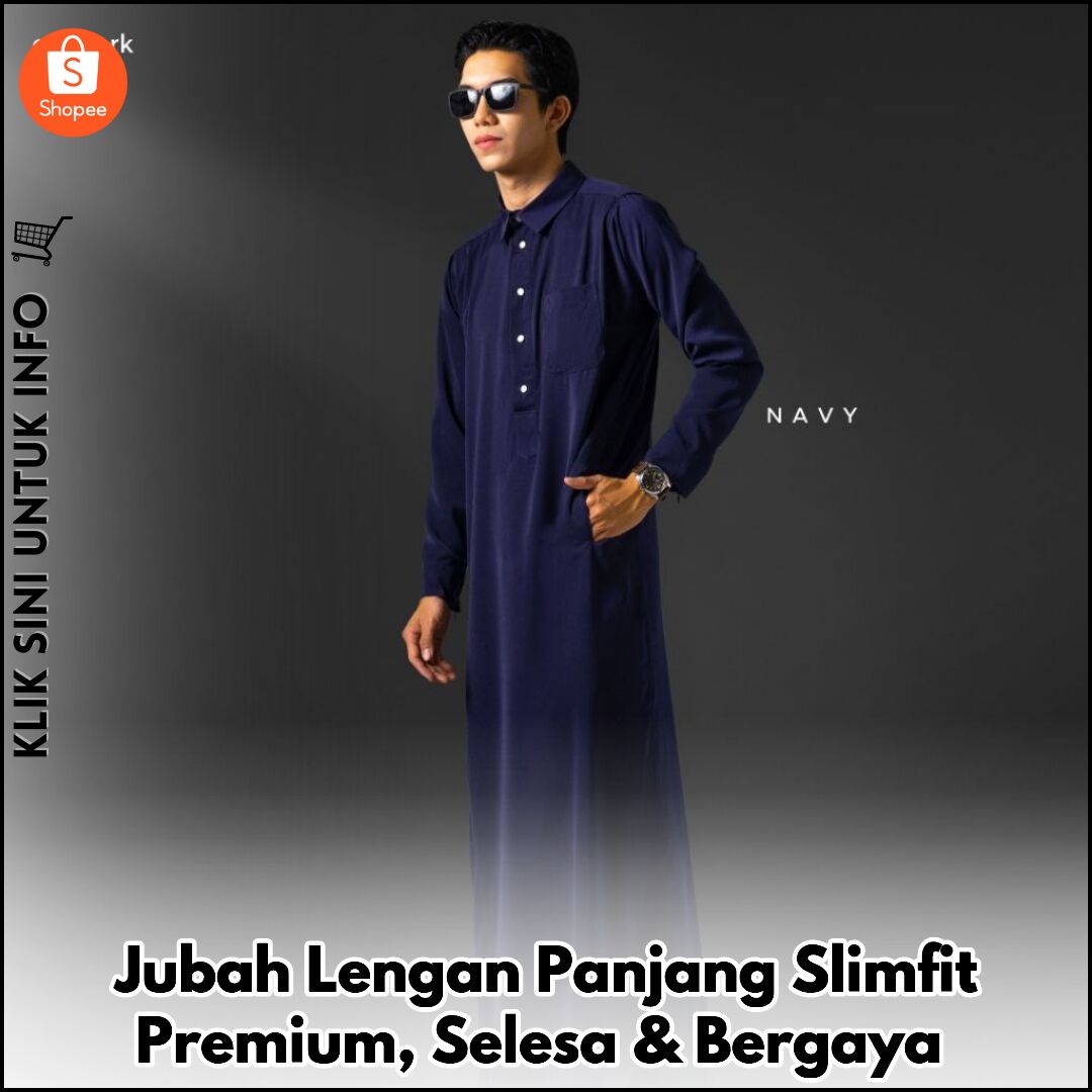 Jubah Lengan Panjang Slimfit Premium, Selesa & Bergaya