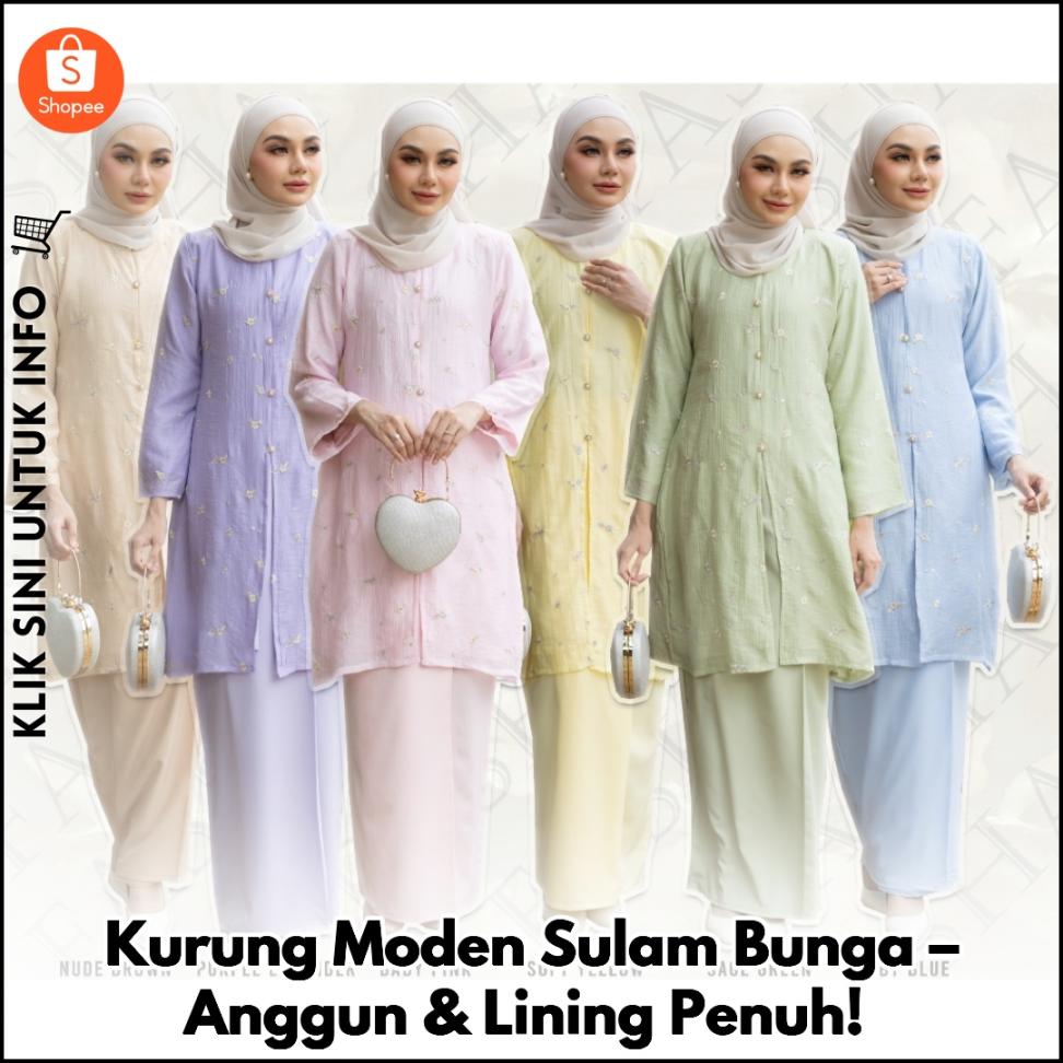Kurung Moden Sulam Bunga – Anggun & Lining Penuh!