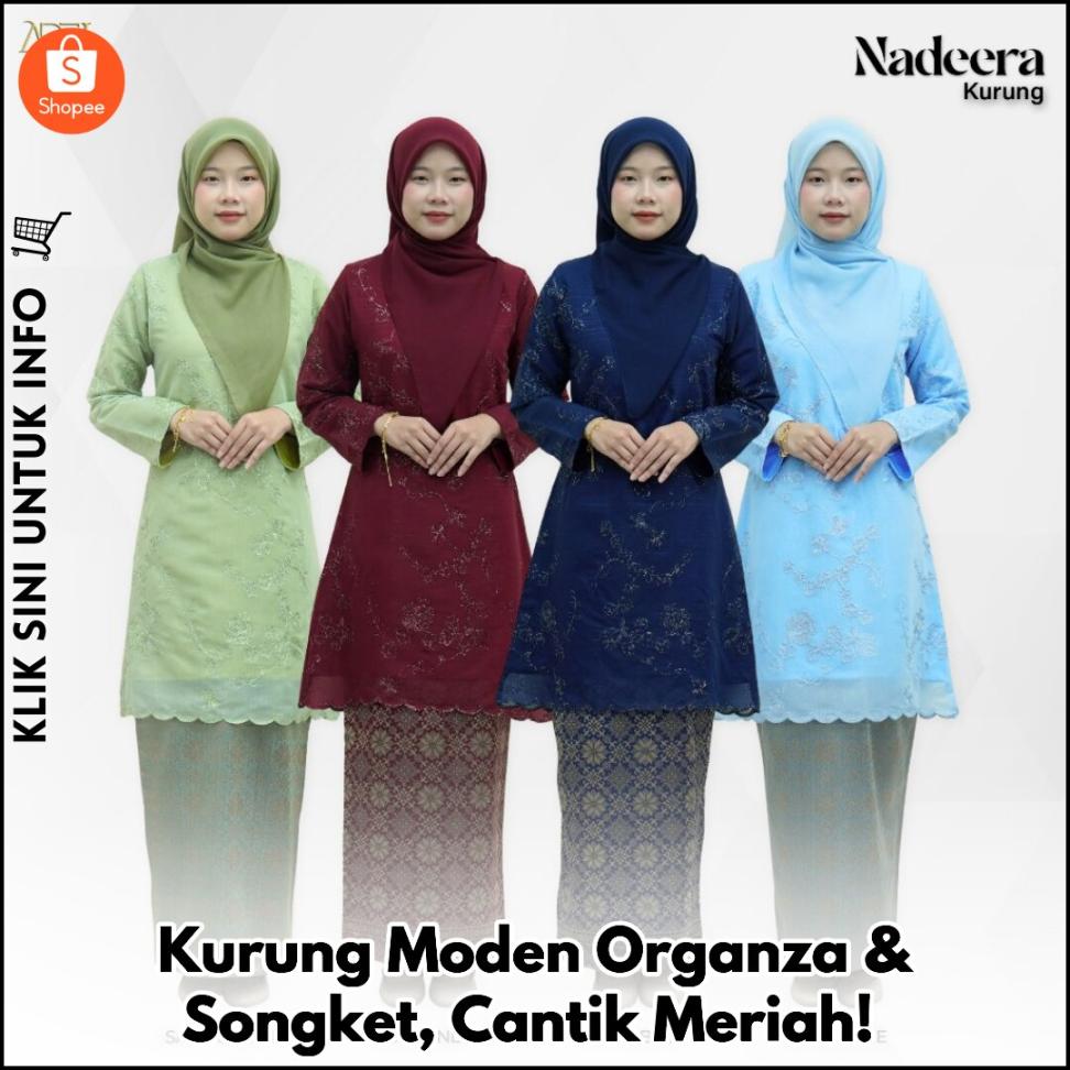 Kurung Moden Organza & Songket, Cantik Meriah!
