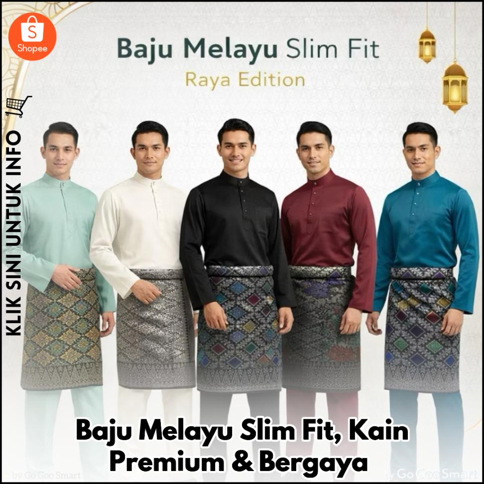 Baju Melayu Slim Fit, Kain Premium & Bergaya
