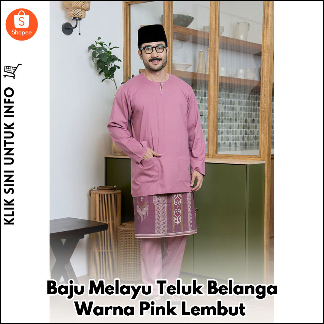 Baju Melayu Teluk Belanga Warna Pink Lembut