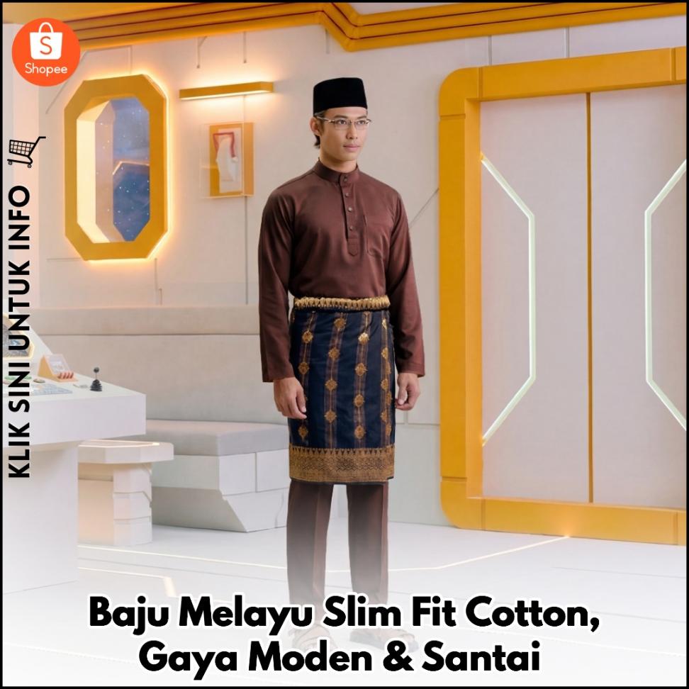 Baju Melayu Slim Fit Cotton, Gaya Moden & Santai