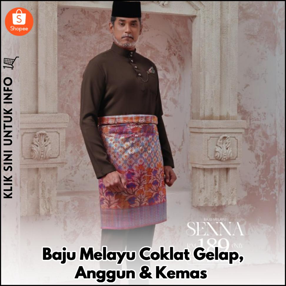 Baju Melayu Coklat Gelap, Anggun & Kemas