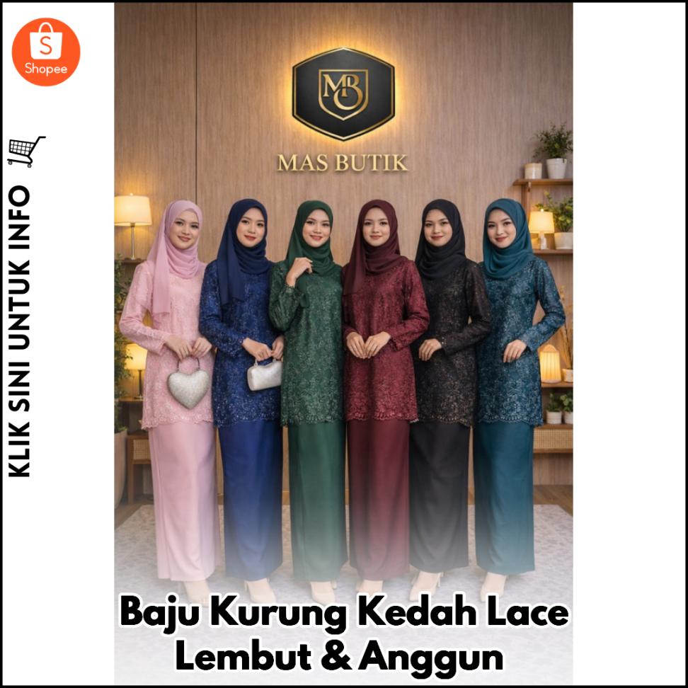 Baju Kurung Kedah Lace Lembut & Anggun