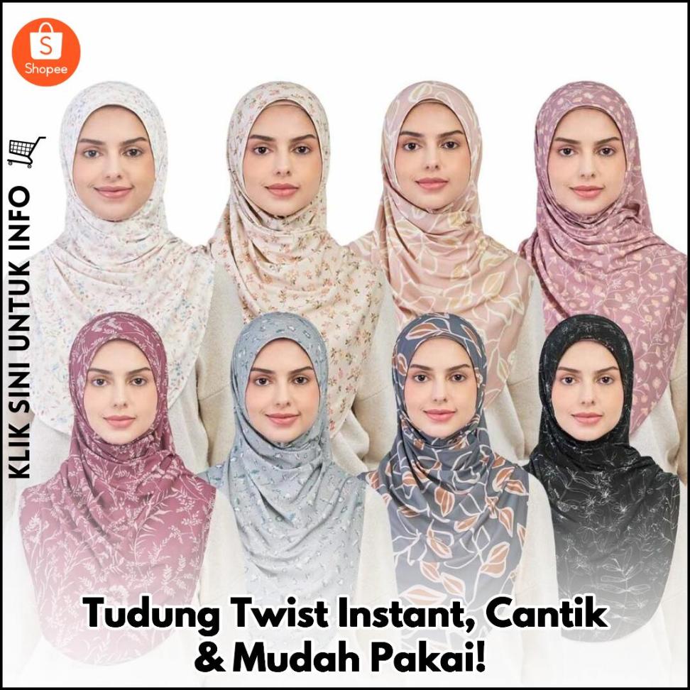 Tudung Twist Instant, Cantik & Mudah Pakai!
