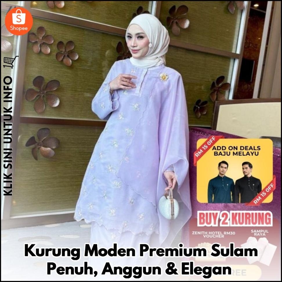Kurung Moden Premium Sulam Penuh, Anggun & Elegan