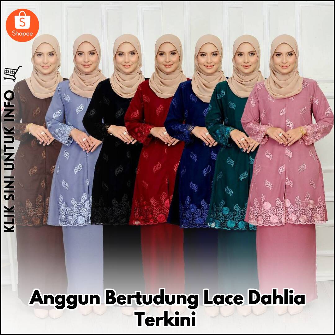 Anggun Bertudung Lace Dahlia Terkini