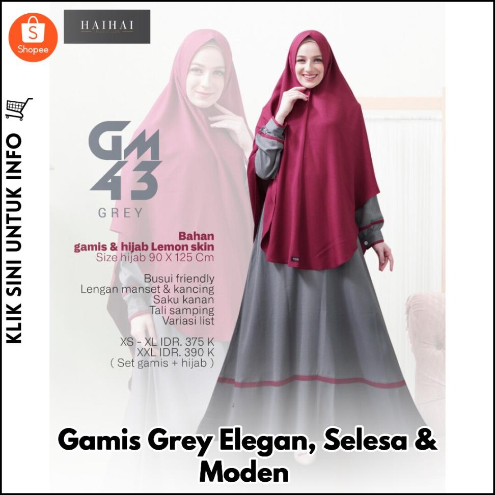 Gamis Grey Elegan, Selesa & Moden