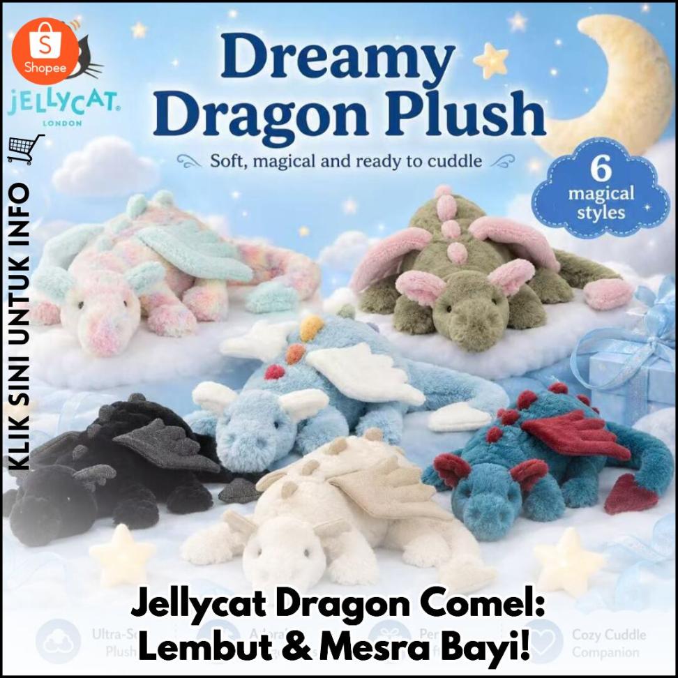 Jellycat Dragon Comel: Lembut & Mesra Bayi!