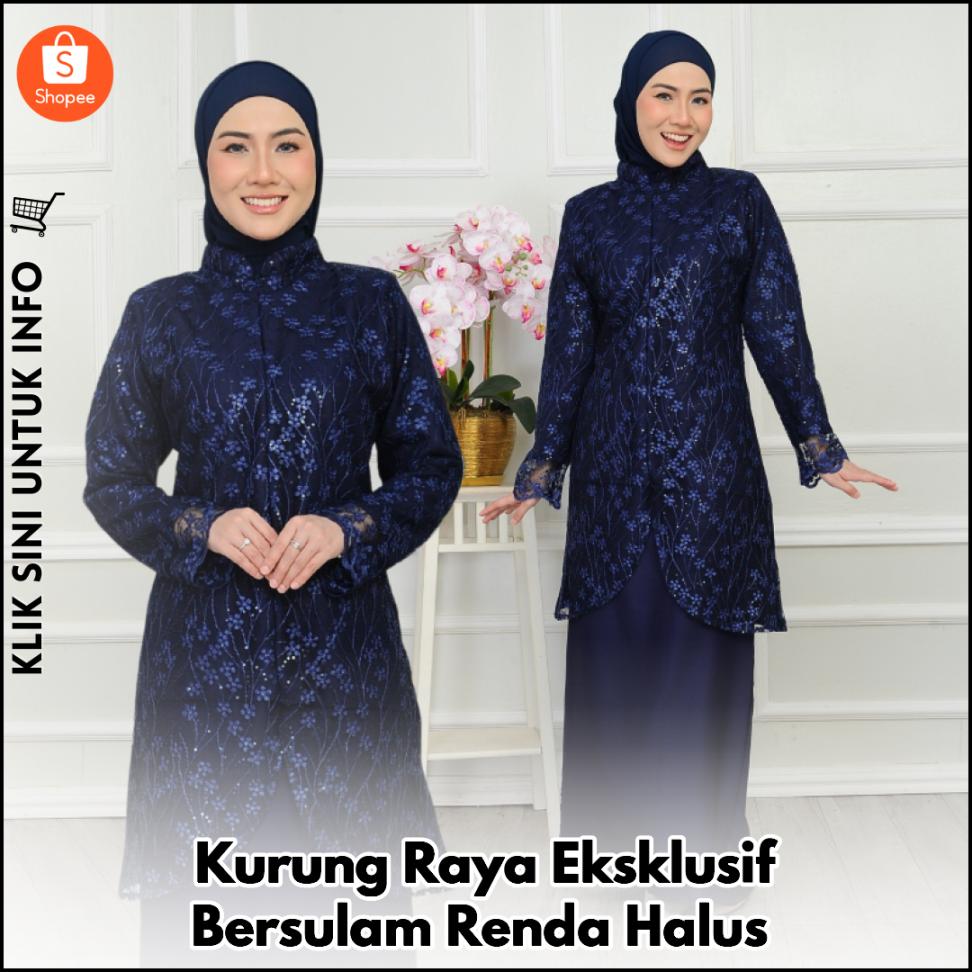 Kurung Raya Eksklusif Bersulam Renda Halus