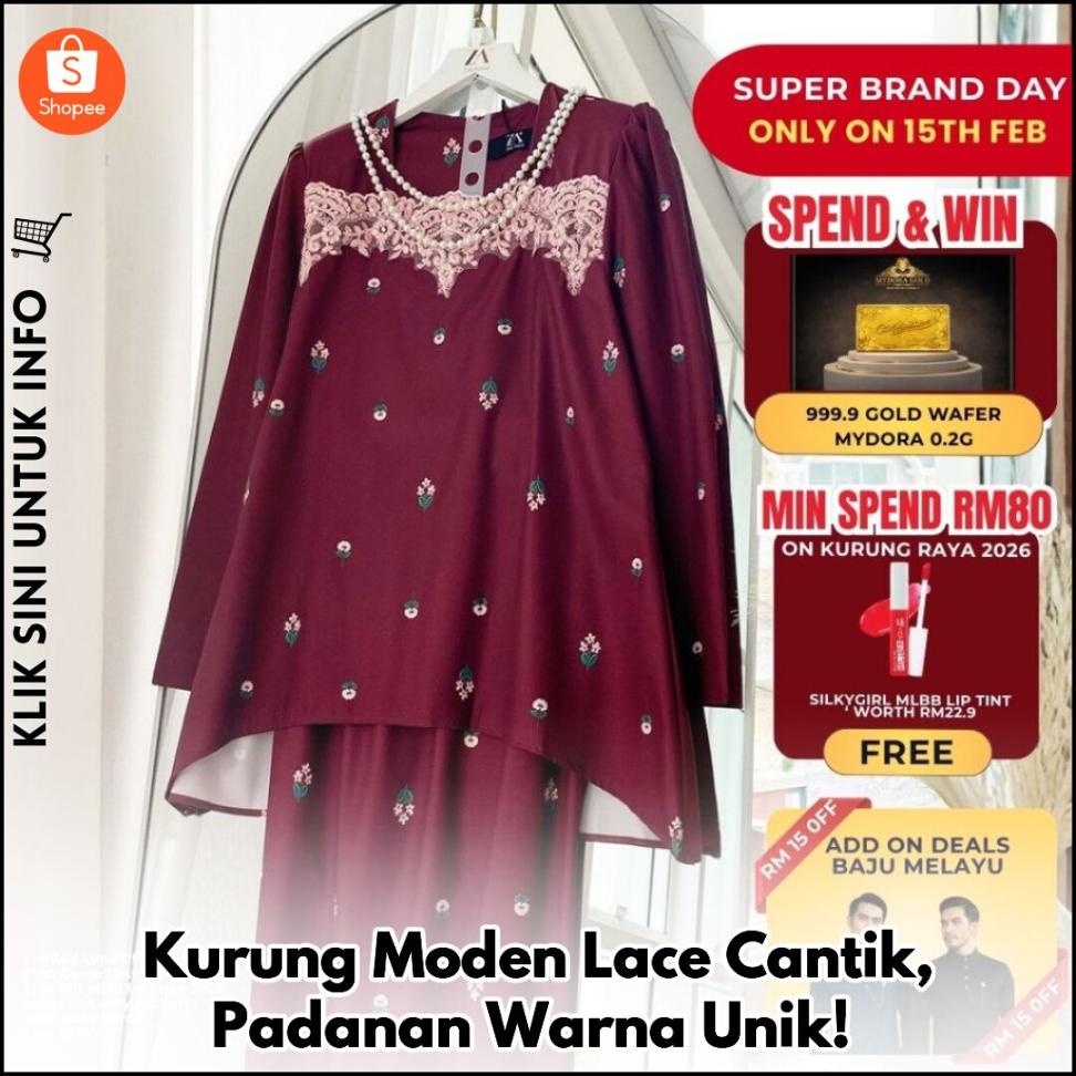 Kurung Moden Lace Cantik, Padanan Warna Unik!